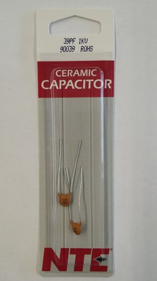 39pf/0.039nf/0.000039uf 1000V Ceramic Disc Capacitor (2Pk)