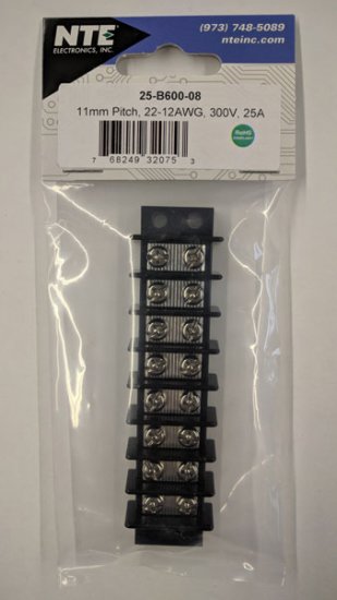 8-Pole 25Amp 300V Dual Row Terminal Block 11mm Pitch