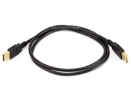 3Ft Black USB 2.0 A Male to A Male 28/24AWG Cable (Gold)