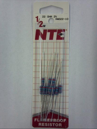 22 Ohm 0.5 Watt Metal Film Resistor (10Pk) 2% Tolerance
