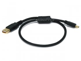 1.5Ft Black USB 2.0 A Male to Mini-B 5pin Male Cable w/ Ferrite