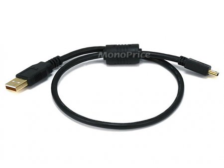 1.5Ft Black USB 2.0 A Male to Mini-B 5pin Male Cable w/ Ferrite