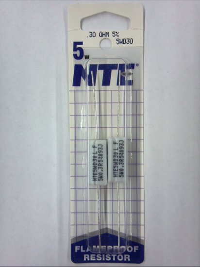 0.30 Ohm 5W Cerment Power Wirewound Resistor (2Pk) 5% Tolerance