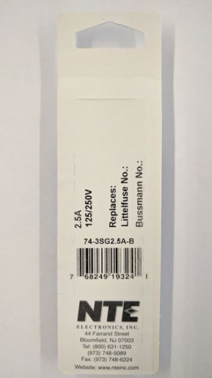 2.5 Amp Micro Cartridge Fuse (5Pk) Slow Blow 3.6x10mm