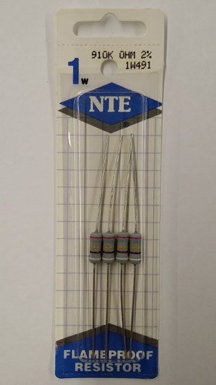 910K Ohm 1 Watt Metal Oxide Film Resistor (4Pk) 2% Tolerance