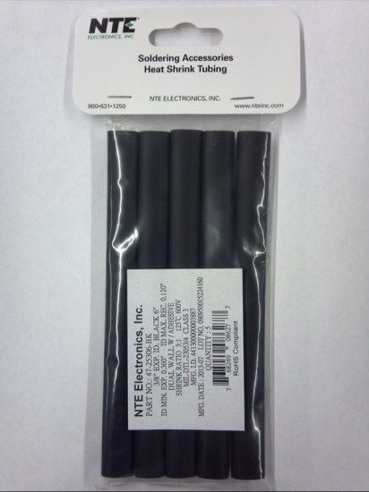 3/8" Black Heat Shrink Tubing 3:1 Ratio
