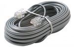 14Ft Silver Phone Cable, RJ11 (6P4C) Reverse for Voice