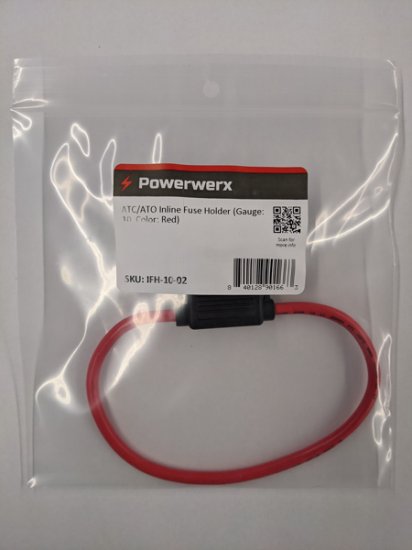 ATC/ATO Inline Fuse Holder (Gauge: 10, Color: Red) 40A Limit