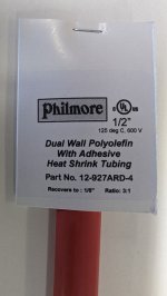1/2" Red 48" Dual Wall 3:1 Polyolefin Heat Shrink w/Adhesive