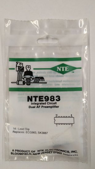 NTE983 IC, Low Noise Dual Preamp, 14-Lead DIP