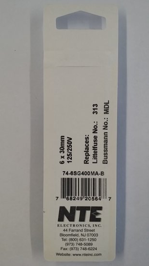 0.4 Amp (400mA) MDL Glass Fuse (5Pk) Slow Blow 6x30mm