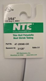 3/64" Grey 48" Thin Wall 2:1 Polyolefin Heat Shrink Tubing