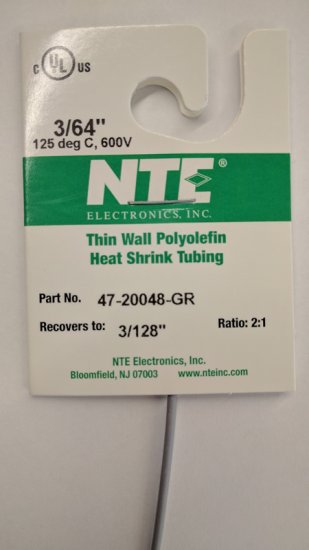 3/64" Grey 48" Thin Wall 2:1 Polyolefin Heat Shrink Tubing