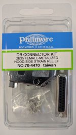 DB25 Female Connector Kit (Solder Type) Metalized Plastic Hood