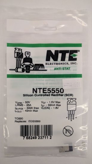 NTE5550 SCR, 50V 25A, TO-220