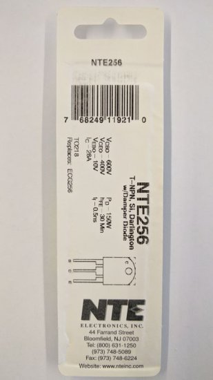 NTE256 T-NPN, Si, Darlington w/Damper Diode
