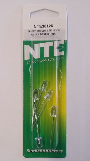 5mm Super Bright Ultra Bright Pink LED 2500mcd (5Pk) Clear Lens