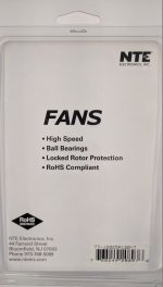 120x120x25mm 120VAC Fan Ball Bearing, .110" Terminals