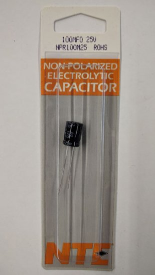 100uf 25V Non-Polar Radial Lead Electrolytic Capacitor