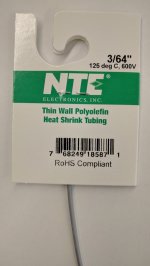 3/64" Grey 48" Thin Wall 2:1 Polyolefin Heat Shrink Tubing