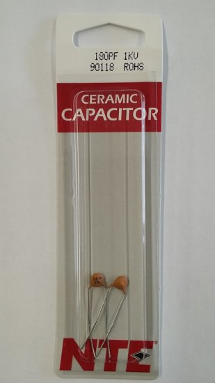 180pf/0.18nf/0.00018uf 1000V Ceramic Disc Capacitor (2Pk)