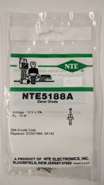 NTE5188A Zener Diode 12.0V 10W, DO-4 Anode Case