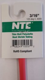 3/16" Red 48" Thin Wall 2:1 Polyolefin Heat Shrink Tubing