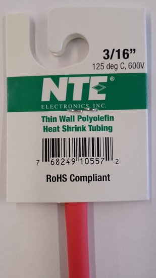 3/16" Red 48" Thin Wall 2:1 Polyolefin Heat Shrink Tubing