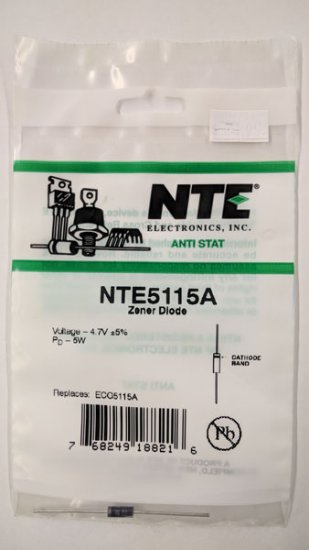 NTE5115A Zener Diode 4.7V 5W Axial Leaded