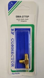 SMA T-Adapter (Gold) Jack-Jack-Jack