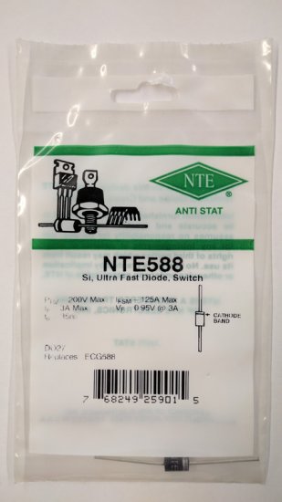 NTE588 Si Diode, Ultra Fast Switch, 200V, 3A, 35NS
