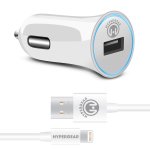HyperGear 2.4A Rapid Car Charger w/4ft MFi Lightning Cable White