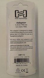 Adaptor 1/4 in TRS to 3.5 mm TRS