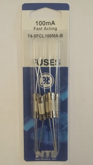 0.1 Amp (100mA) GDA-V Axial Ceramic Fuse (5Pk) FastActing 5x20mm