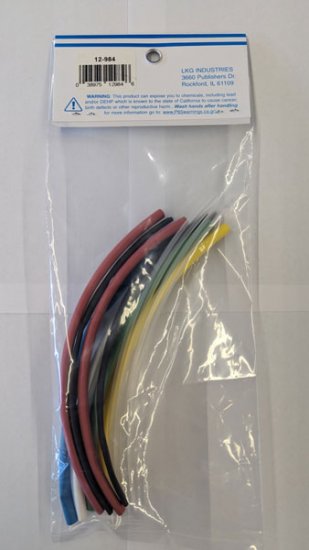 3/16" Heatshrink Assorted 7 Colors, 6", 10 Pieces, 2:1 Ratio
