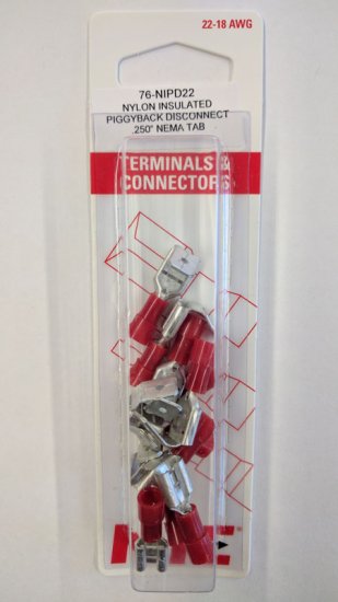 Piggyback Disconnect Nylon Insulated 22-18Awg 0.250" (10Pk)