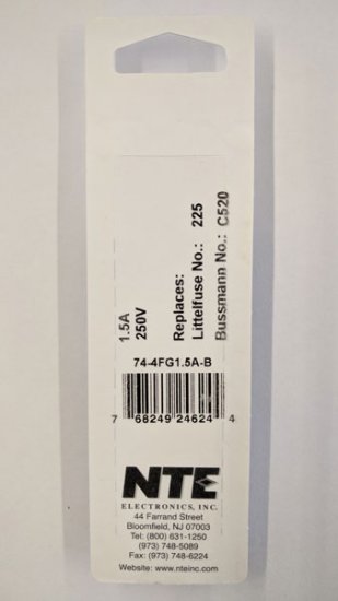 1.5 Amp (2AG) Fuse (5Pk) Fast Acting 4.5x15mm