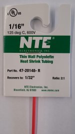 1/16" Red 48" Thin Wall 2:1 Polyolefin Heat Shrink Tubing