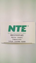145-174uF 250VAC Motor Start AC Electrolytic Capacitor .25" Q.C.