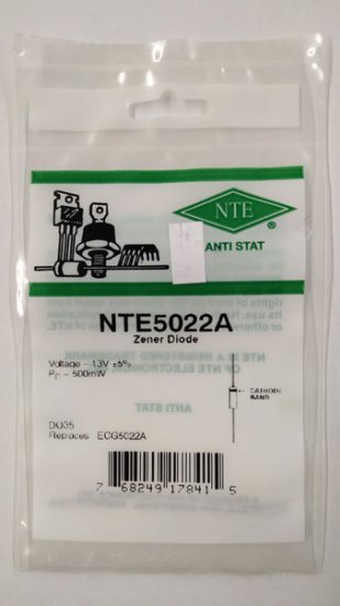NTE5022A Zener Diode 13.0V 1/2W, DO35
