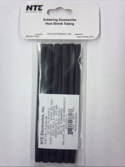 1/4" Black Heat Shrink Tubing 3:1 Ratio