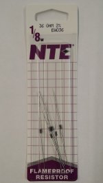 36 Ohm, 1/8W, 2% Metal Film Flameproof Resistor (6Pk)