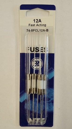 12 Amp (GDA-V) Axial Ceramic Fuse (5Pk) Fast Acting 5x20mm