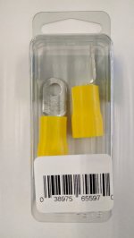 Ring Terminal Insulated 4Awg 1/4" Stud (2Pk) Yellow Vinyl