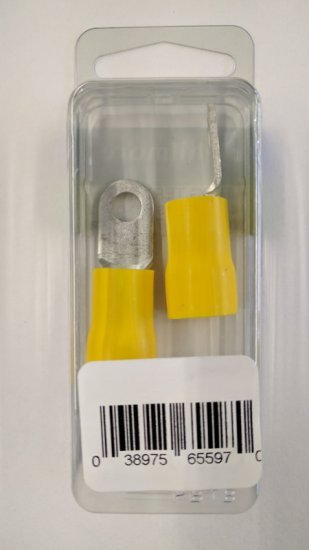 Ring Terminal Insulated 4Awg 1/4" Stud (2Pk) Yellow Vinyl