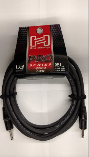 15Ft Pro Speaker Cable REAN 1/4in TS to Same 14Awg