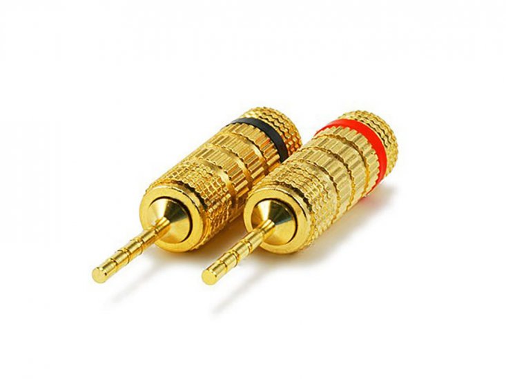 Speaker Pins Closed Screw Type (Gold) Red/Black (1 Pair)