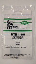 NTE1166 IC, Audio Ouput, 5.8W, Car Radio/CB, Hybrid, 10-Lead SIP