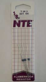 75 Ohm, 1/8W, 2% Metal Film Flameproof Resistor (6Pk)