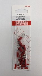 Ring Terminal Insulated Vinyl (PVC) 22-18Awg #8 Stud (10Pk)